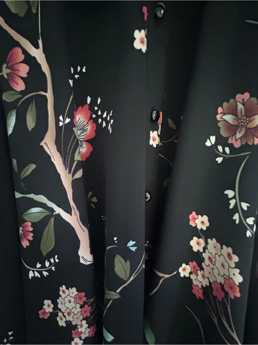 Nanette Lepore Black Floral Long-Sleeve Fit & Flare Midi Dress Size 6 - Picture 2 of 11